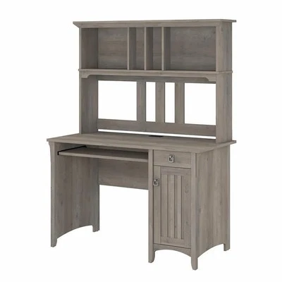 Salinas Small Computer Desk with Hutch in Driftwood Gray - Engineered Wood - Image 1 of 4