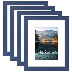 8x10 Picture Frame Set of 4, High Definition Real Glass, Display Pictures 5x7... - Picture 1 of 7
