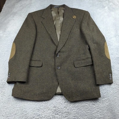 Chaqueta Haggar Para Hombres 42L Verde Tweed Parche en el Codo Correa para la Barbilla Profesor Universidad Foto 1 de 4