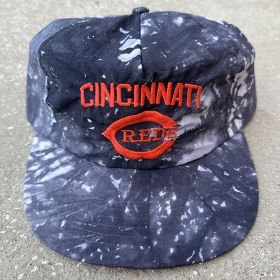 Vintage Cincinnati Reds Paint Splatter Nylon SnapBack Hat Cap 80s 90s Annco NWT - Image 1 of 4