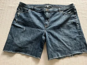 Jennifer Lopez Shorts Jeans 24W Denim Plus Size Distressed Rough edge - Picture 1 of 9