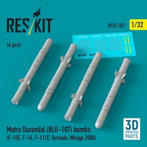 Matra Durandal (BLU-107) Bomben (4 Stück) (3D gedruckt) Maßstab 1:32 ResKit RS32-0507 - Bild 1 von 3