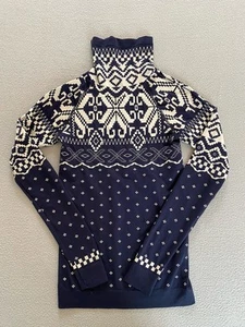 SWEATY BETTY TOP SZ XS SKI SNOW THERMAL WOMENS FAIRISLE BLUE POLO NORDIC - Picture 1 of 8