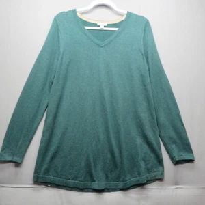 J.JILL WOMEN'S SIZE M DARK GREEN V-NECK LONG SLEEVE PULLOVER SWEATER TOP - Picture 1 of 10