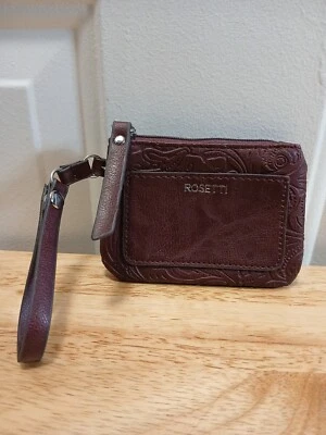 ROSETTI Clutch Coin Purse  Brown Hand Tooled Front Pocket Wallet Card Holder - Image 1 of 4