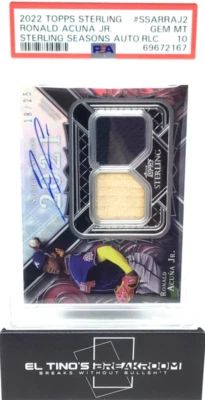 RONALD ACUNA JR 2022 Topps Sterling Dual Patch Auto #SSAR-RAJ2 19/25 PSA 10 - Image 1 of 2
