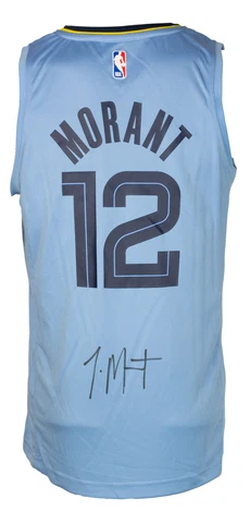 Ja Morant Signed Blue Fanatics Memphis Grizzlies Basketball Jersey JSA Cover