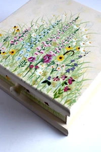 Jean Oates Ole Plantation Hand-Painted Wood Storage Box w/ 6 Matching Coasters - Picture 1 of 21
