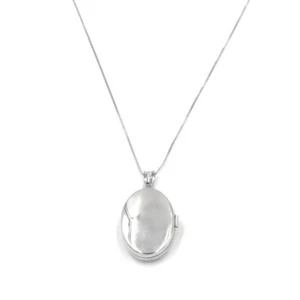 Ciondolo Portafoto Ovale in Argento 925 con Collana cm 50 Incisione Inclusa - Foto 1 di 7