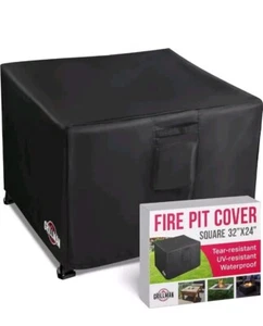 Heavy Duty Fire Pit Cover Fits 28-32 Inch Premium 600D Polyester Square Outdoor  - Picture 1 of 8