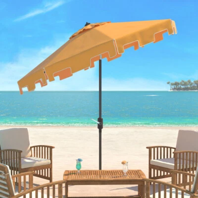 SAFAVIEH Outdoor Collection Zimmerman 9-Foot Tilt Umbrella & Flap | - Image 1 of 4