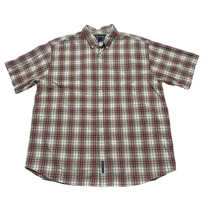 Vintage Abercrombie & Fitch Shirt Mens Large Plaid Beige Red Short Sleeve Casual - Image 1 of 4