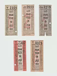 5 billetes de tranvía transporte de Londres última semana de tranvía 1952 - Imagen 1 de 2