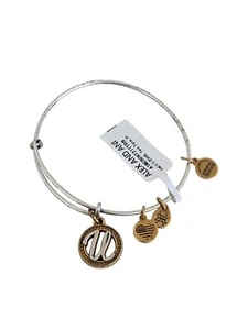 NEW NWT Alex and Ani Letter/Monogram U Charm Bangle Bracelet Silver & Gold Tone - Picture 1 of 5
