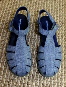 Grasshopper's Memory Deluxe Comfort Blue Canvas 8 M Casual Shoes Sandals - Picture 1 of 4