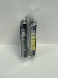 Czarno-żółte wkłady atramentowe Epson 220, 2 tusze/opakowanie, oryginalne, zapieczętowane tworzywem sztucznym - Zdjęcie 1 z 4