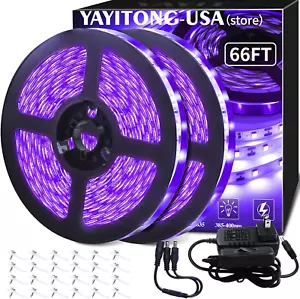 66FT/20M LED Black Light Strip Kit, 1200 Leds, 12V Flexible Blacklights Fixtures - Picture 1 of 9