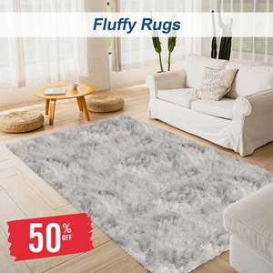 Fluffy Rugs Large Shaggy Rug Living Room Bedroom Anti-Slip Soft Carpet Floor Mat - Picture 1 of 12