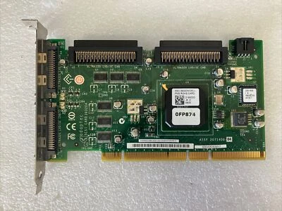 Dell 0FP874 FP874 PCI-X Ultra320 Dual Channel SCSI Network RAID Controller Card~ - Image 1 of 4