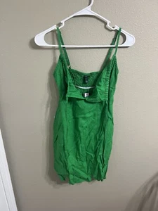 Wild Fable NWT Women's XXS Green Tie Neck Smocked Back Casual Mini Dress - Picture 1 of 3