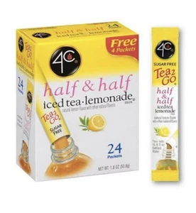4C Half & Half Iced Tea Lemonade Mix- Sugar Free 24 pkts - Picture 1 of 3