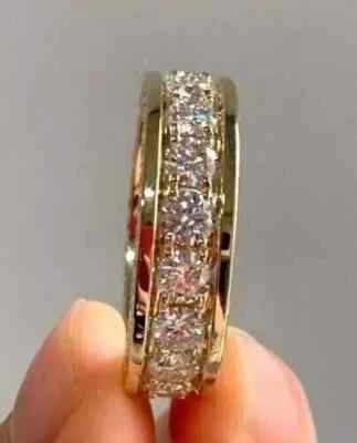 2.50 克拉圆形莫桑石永恒周年纪念戒指 14k 镀黄金 — 第 1/4 张图片