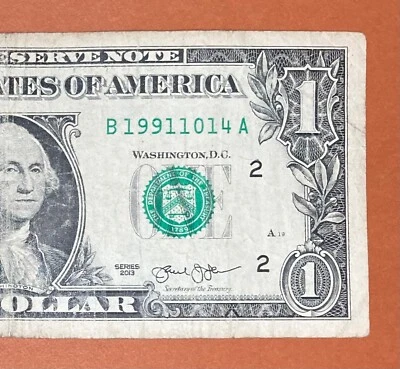 1991 October 14 ( B 19911014 A ) Birthday Note $1 One Dollar Bill - Image 1 of 3