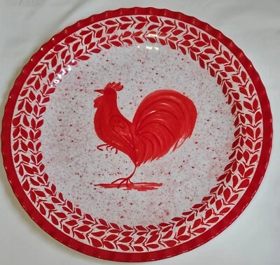 Large Red Rooster Chicken Acrylic Serving Plate Platter 18" Country Farmhouse - Image 1 of 4