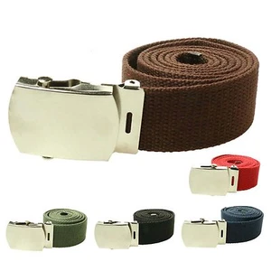 Unisex 40mm Fashion Canvas Webbing Military Plain Style Buckle Belt UK Seller - Picture 1 of 6
