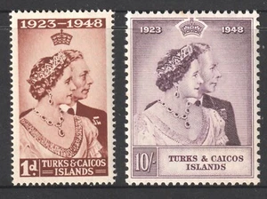 TURKS & CAICOS ISLANDS 1948 25th WEDDING ANNIVERSARY OF KING GEORGE VI - Foto 1 di 2
