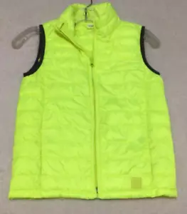 GAP youth Puffer Primaloft Vest SM Sleeveless Neon Yellow Full Zip w/pockets - Picture 1 of 14