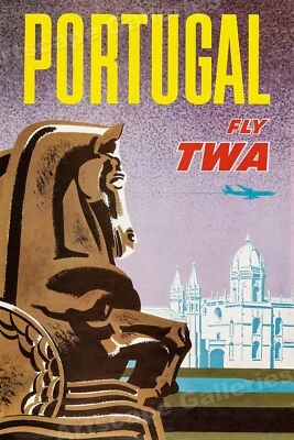 Portugal - Fly TWA 1962 Vintage Style Airline Travel Poster - 24x36 - Image 1 of 3