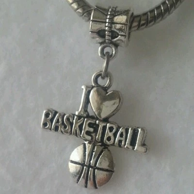 Pulsera I Heart Baloncesto Deportes Amor Cuentas Cuentas Colgantes Para Plata Dije Europeo Foto 1 de 3
