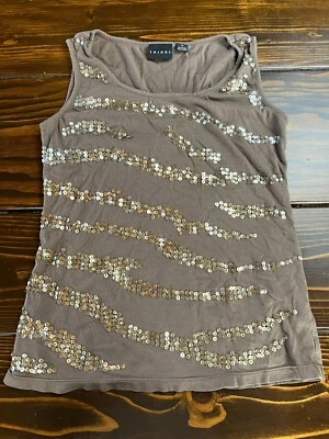 Tribal Tank Top, Women's Size Medium, Brown, Sequin, Sleeveless - Image 1 of 4
