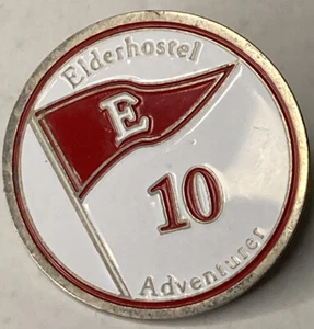 Elderhostel Adventure 10 1” Pin Red Flag With E - Picture 1 of 2