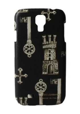 DOLCE & GABBANA Phone Case Cover Black Leather Key Pattern Fitted S4 RRP $240  - Image 1 of 4