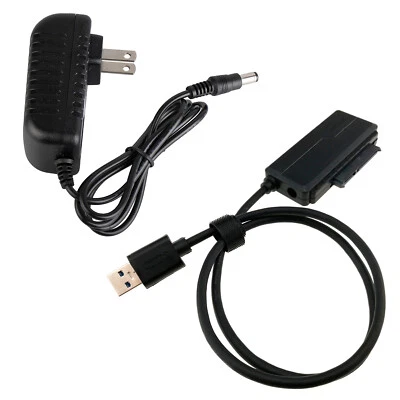SATA to USB 3.0 Cable 3.5 2.5 HDD SSD Drive External Data Adapter DC 12V Power - Image 1 of 4