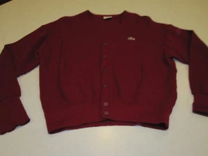 Vintage Izod Lacoste Men’s Red Knit Cardigan Sweater V-Neck ~ 9405 - Picture 1 of 7