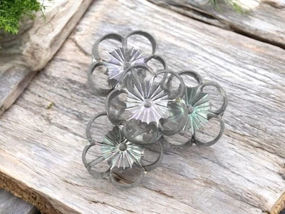 2 cuentas de vidrio checo flor de hibisco cristal lavado arco iris plata 21 mm Foto 1 de 4