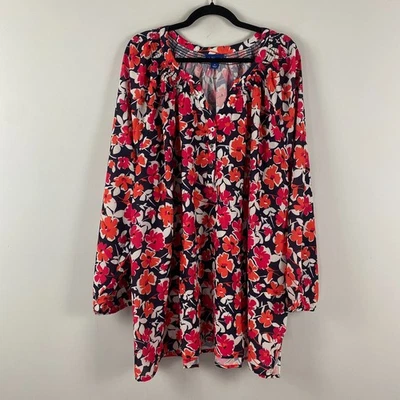 Liz & Me цветочный крестьянин блузка размер 4 X Georgette поповер темно-синий многоцветный - Изображение 1 из 4
