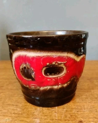 Vtg West German Scheurich Keramik Sunflower Plant Pot Planter Fat Lava Retro - Image 1 of 4