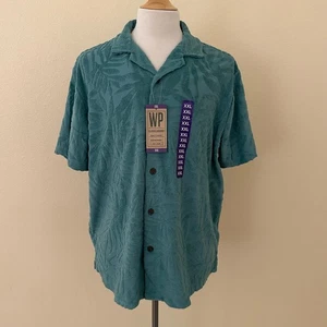 Camisa Abrigo Terry Impermeable Hombre Clásica Verde Botón Frontal Talla XXL - NUEVA CON ETIQUETAS - Imagen 1 de 7