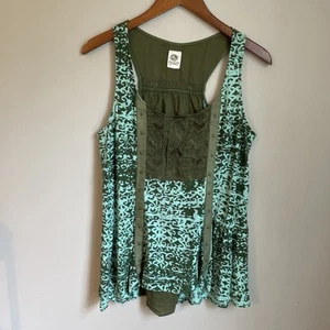 Anthropologie TINY Damen L grün bestickt Tank Top Babydoll Racerback - Bild 1 von 6