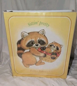 Vtg Mead Critter Sitters 3 Ring Binder Racoon Sittin' Pretty 80s - Picture 1 of 3
