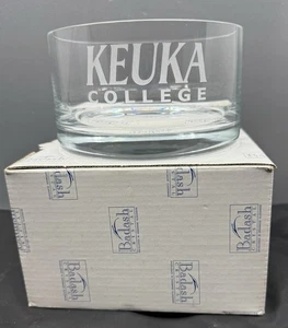 Badash # SR706 Mouth-Blown Crystal Bowl  5.5" x 3" Etched: KEUKA COLLEGE-Signed! - Picture 1 of 3