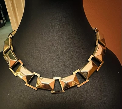 Винтажное золотистое панельное колье 12 дюймов - Изображение 1 из 4