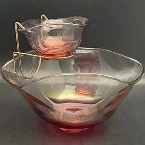 Vidrio Indiana Moderno Tri-Top Rojo Rubí Vidrio Destellado Chip & Dip Hecho en EE. UU. 7.5"t - Imagen 1 de 19