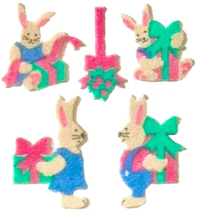 Fuzzy CHRISTMAS BUNNY RABBITS theme*VINTAGE* Sandylion Stickers - Picture 1 of 1