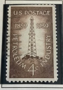Estampilla postal de Estados Unidos 1959 de la industria petrolera de 4 centavos - Imagen 1 de 1