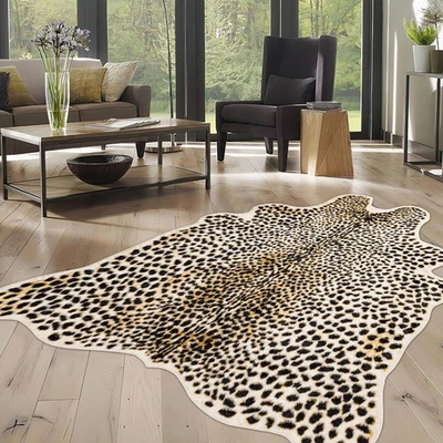 Cheetah Print Rug, Leopard Rug 5.2X7 Faux Animal Print Skin Cheetah Area Rug for